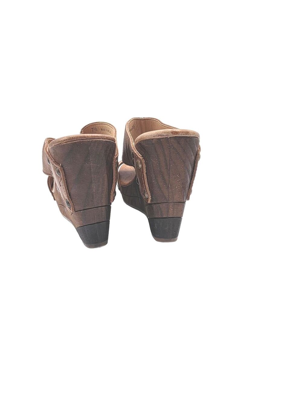 Bed Stu Womens Olea sandals shoes distressed leather wood platform wedge sz 7.5 - Picture 7 of 10